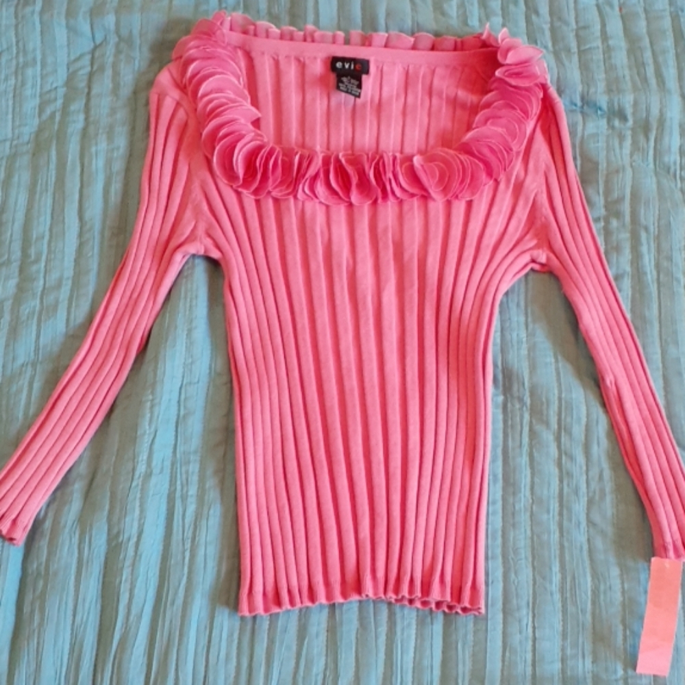 Pink 3/4 sleeve L shirt/sweater